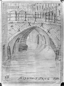 835560 Gezicht op de Stadhuisbrug over de Oudegracht te Utrecht.